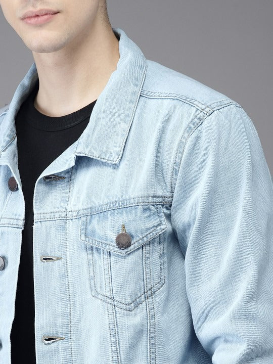 Men Solid Denim Jacket – Classic Outerwear for Pakistani Street Style | DOCACCA