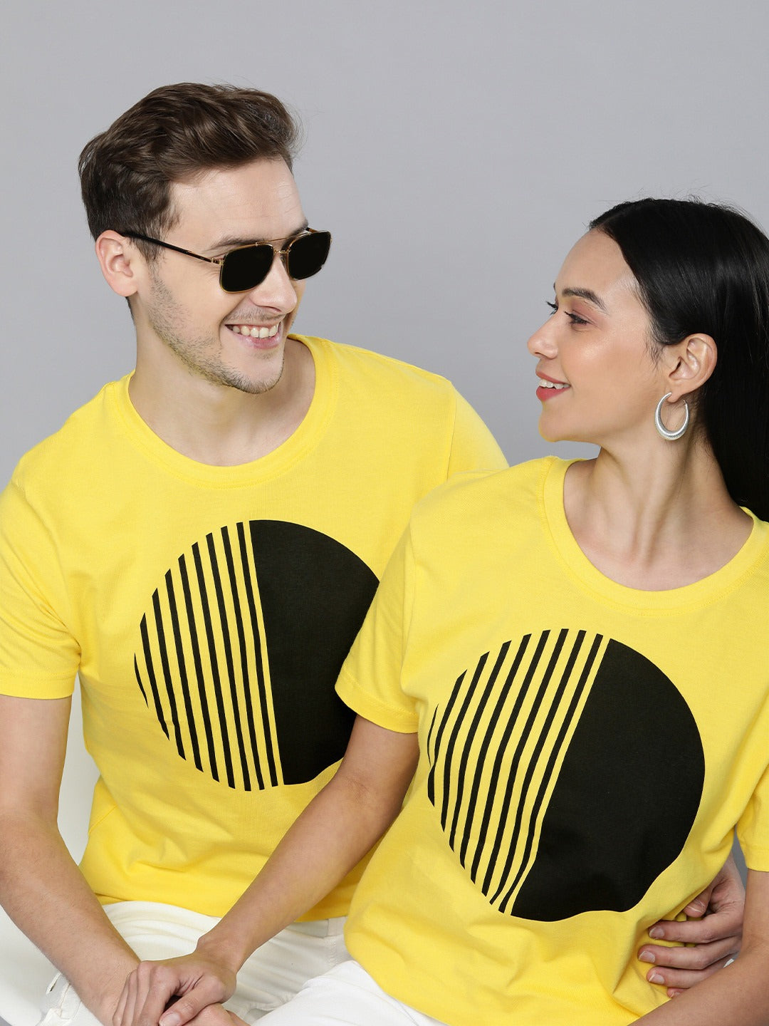 Unisex Yellow Geometrical Printed Casual T-Shirt in Pakistan | DOCACCA