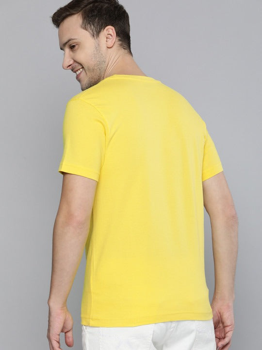 Unisex Yellow Geometrical Printed Casual T-Shirt in Pakistan | DOCACCA