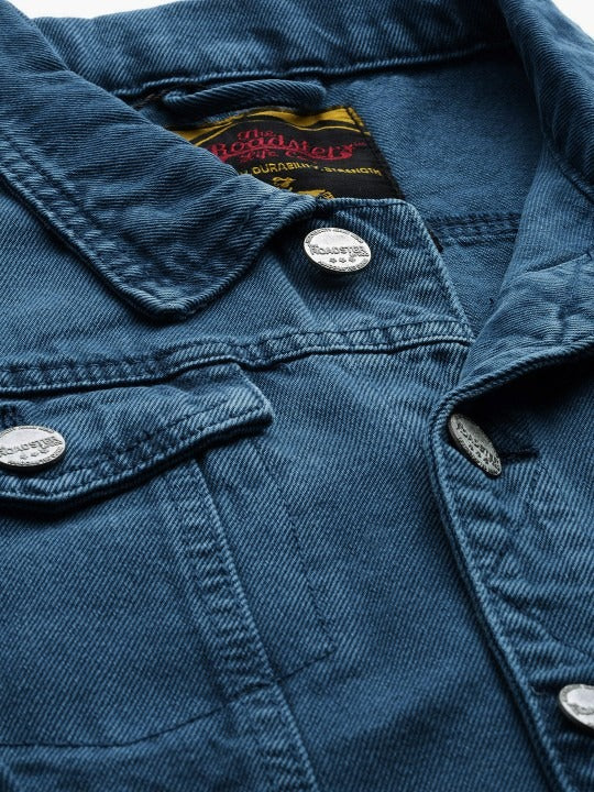 Men Navy Blue Solid Denim Jacket – Versatile Cotton Outerwear for Pakistani Weather | DOCACCA