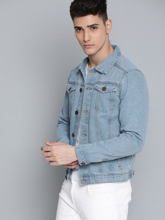 Men Blue Cotton Denim Jacket – Breathable, Stylish Outerwear for All Pakistani Seasons | DOCACCA