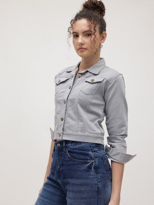 Women Crop Denim Jacket – Trendy Short-Length Outerwear for Pakistani Fashion | DOCACCA