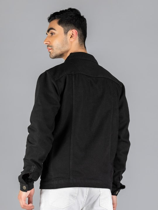 Men Black Lightweight Outdoor Denim Jacket – Stylish, All-Season Outerwear for Pakistan | DOCACCA