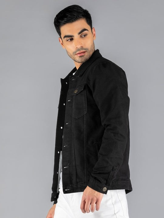 Men Black Lightweight Outdoor Denim Jacket – Stylish, All-Season Outerwear for Pakistan | DOCACCA