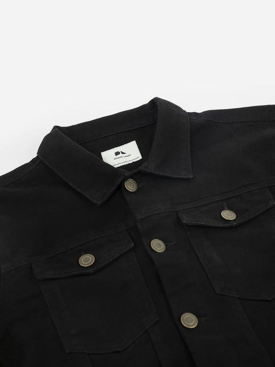 Men Black Lightweight Outdoor Denim Jacket – Stylish, All-Season Outerwear for Pakistan | DOCACCA