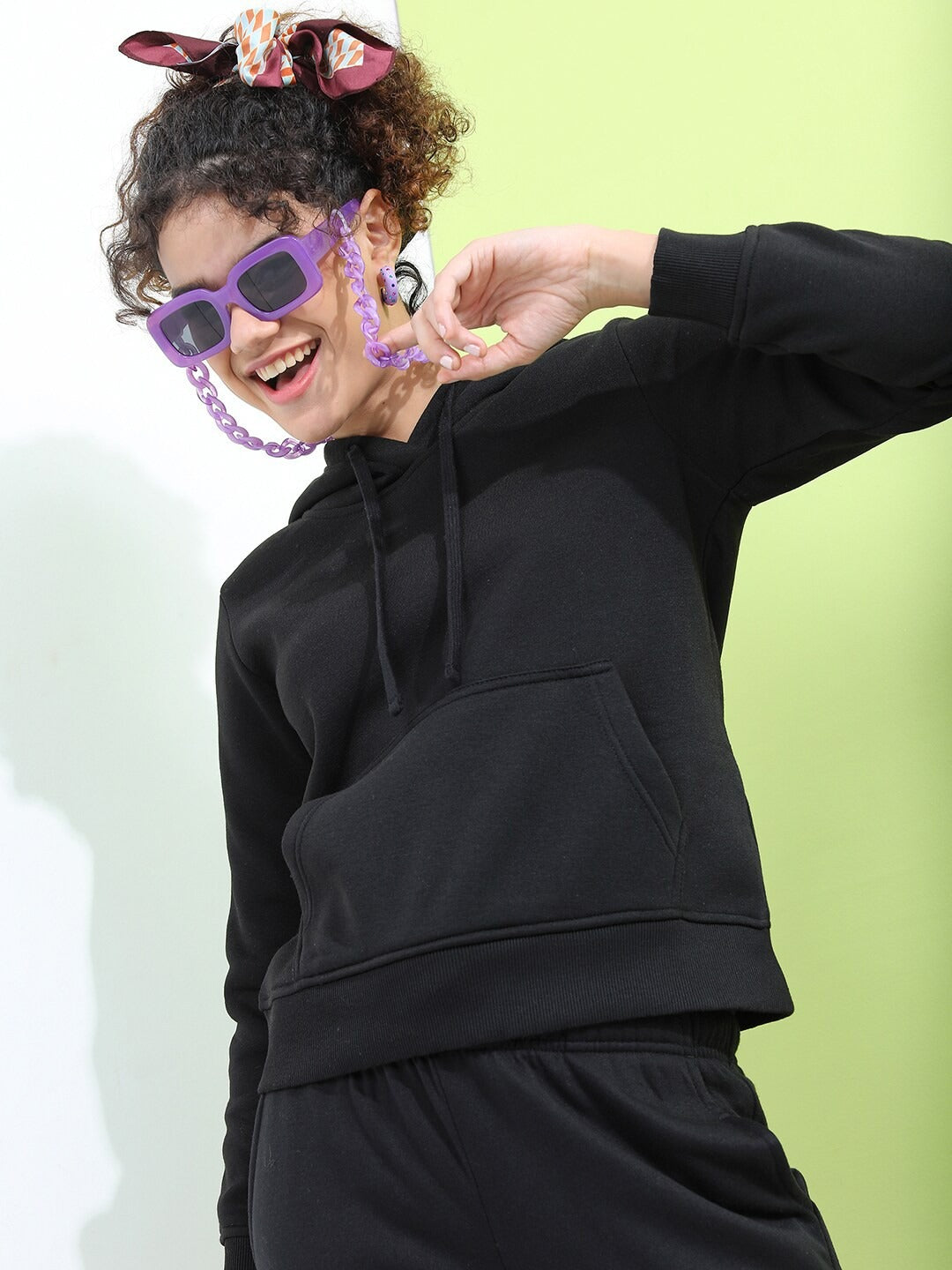 Women Solid Cotton HER Relaxed Fit Hoodie — Soft Brushed Fleece Pullover with Kangaroo Pocket | DOCACCA Pakistan