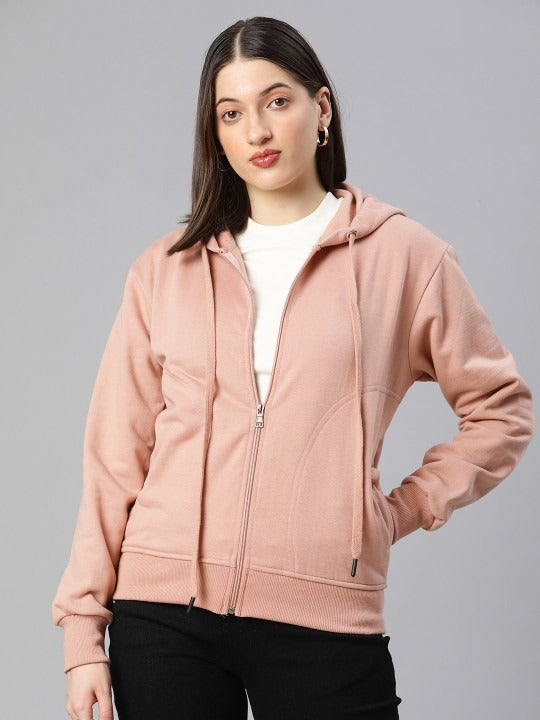 Women Black Solid Training Hooded Rapid-Dry Zipper — Lightweight Athletic Zip Hoodie | DOCACCA Pakistan