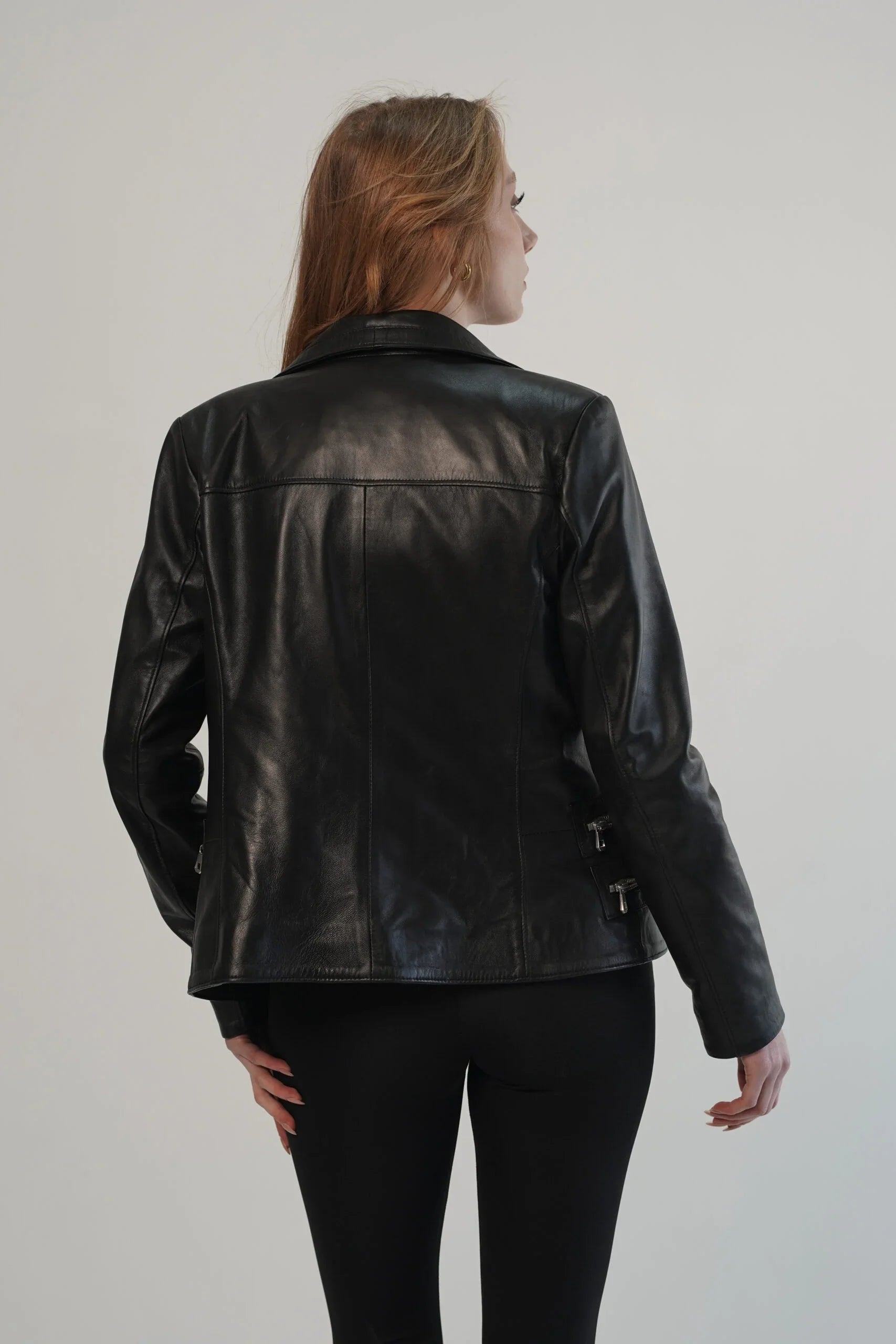 Rina Black Biker Leather Jacket For Women