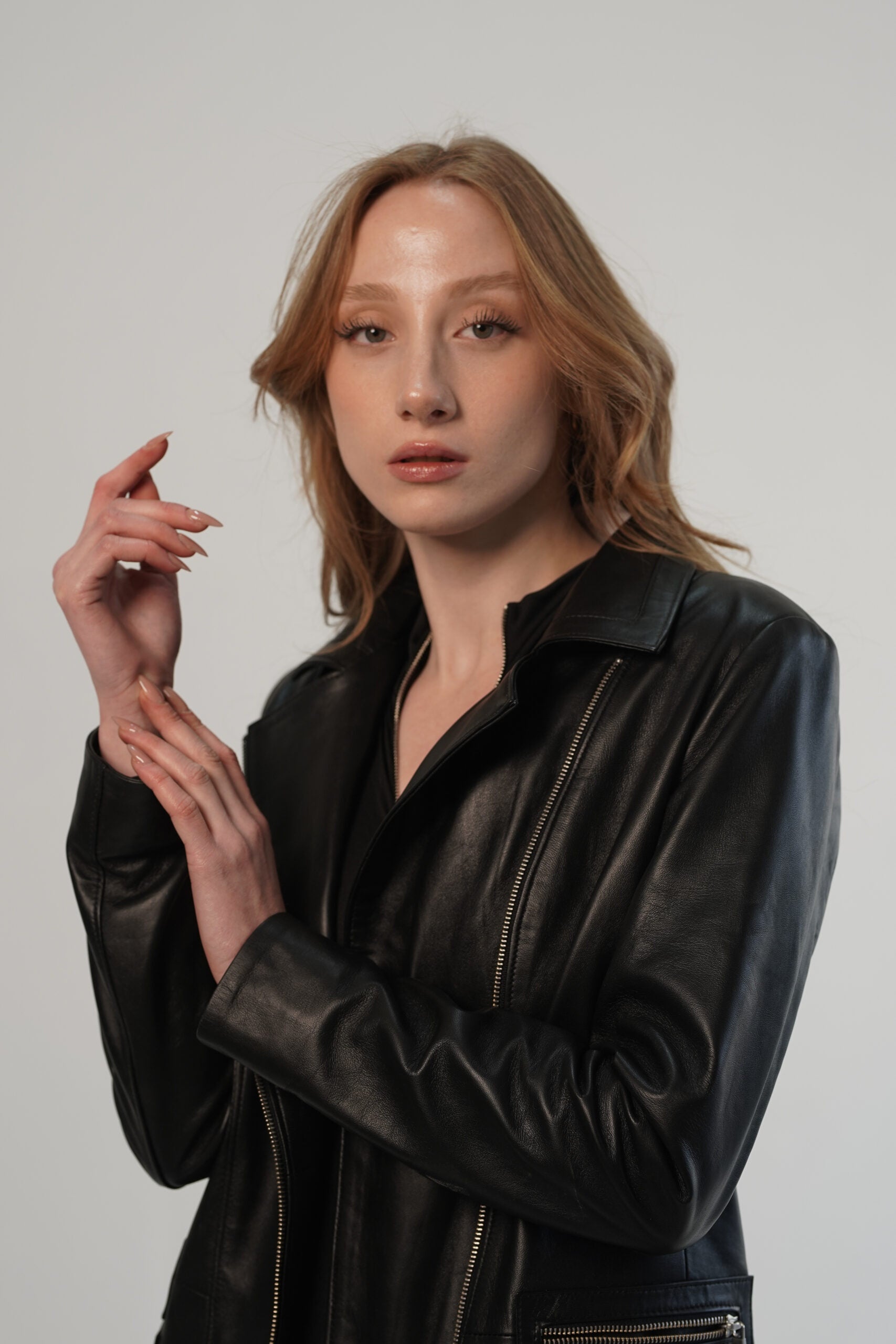 Rina Black Biker Leather Jacket For Women