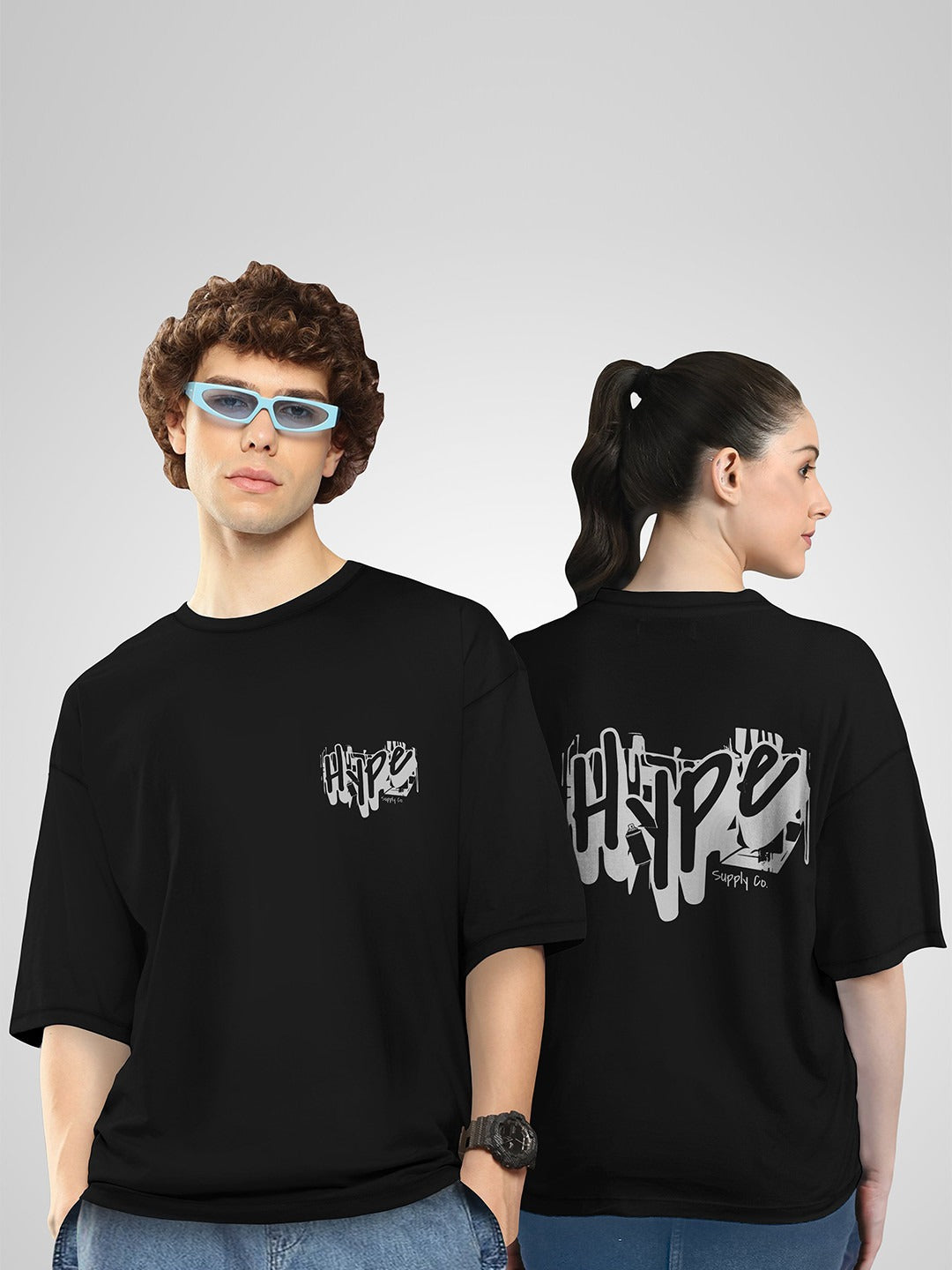 Unisex Twistform Twinny Zone Pack Of 2 HYPE Printed Cotton Oversized T-Shirts – Trendy Streetwear for Men & Women in Pakistan | DOCACCA