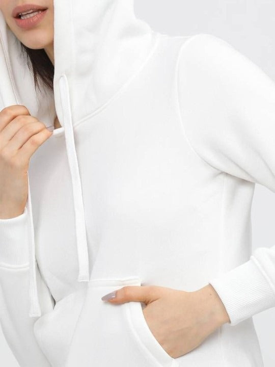 Women Hooded White Hoodie — Classic White Cotton Pullover with Kangaroo Pocket | DOCACCA Pakistan