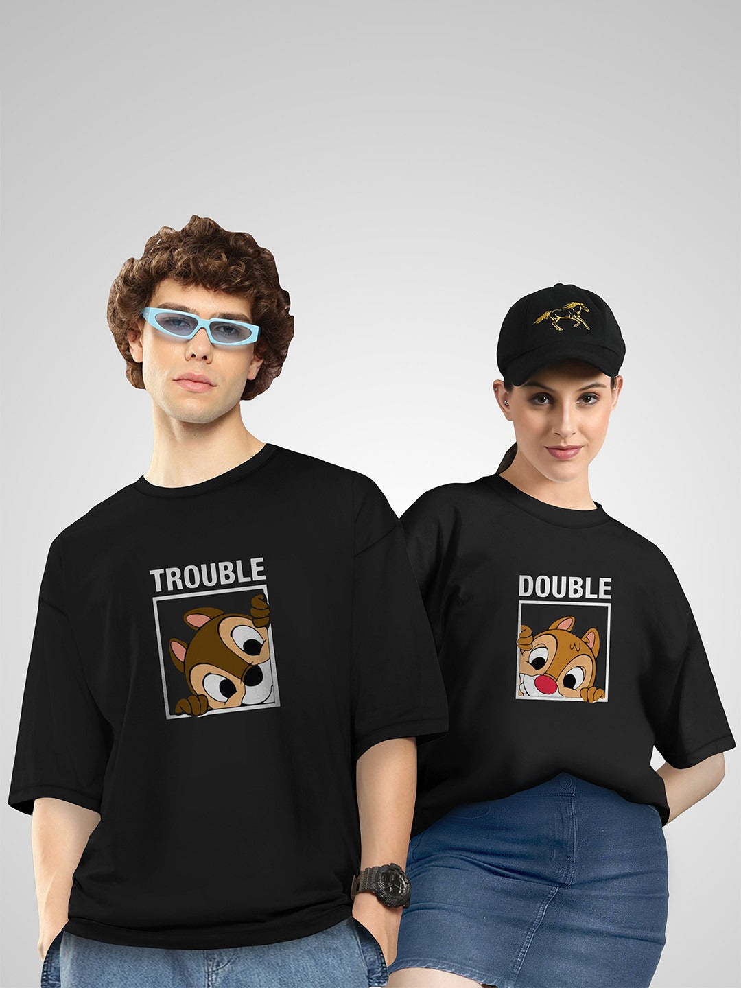Unisex Twistform Twinny Zone Pack of 2 DTrouble Printed Cotton Oversized T-Shirts – Trendy Unisex Streetwear Tees in Pakistan | DOCACCA