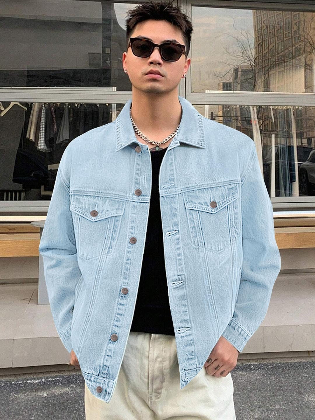 Men’s Washed Denim Jacket – Regular Fit Casual Outerwear for All Seasons in Pakistan