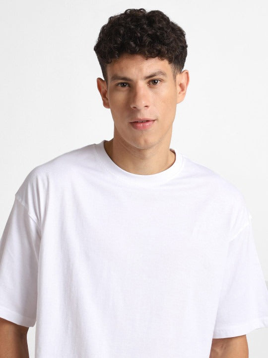 Round Neck Oversized Cotton T-Shirt for Men – Short Sleeves Casual Tee | DOCACCA
