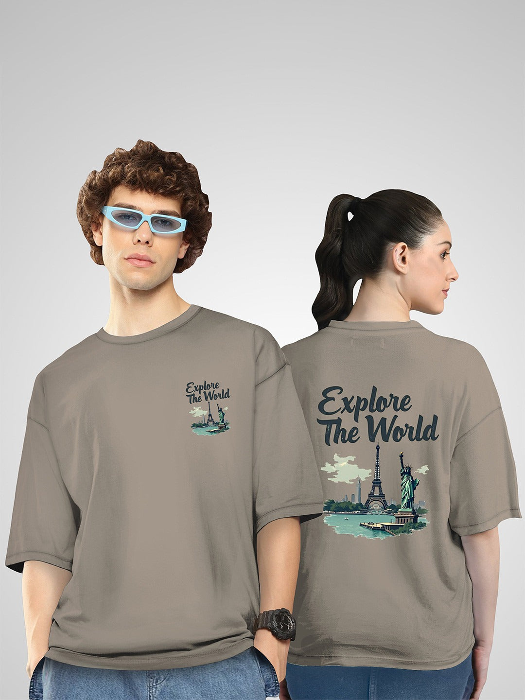 Unisex Twistform Twinny Zone Pack of 2 ExploreW2 Printed Cotton Oversized T-Shirts – Trendy Unisex Streetwear Tees in Pakistan | DOCACCA