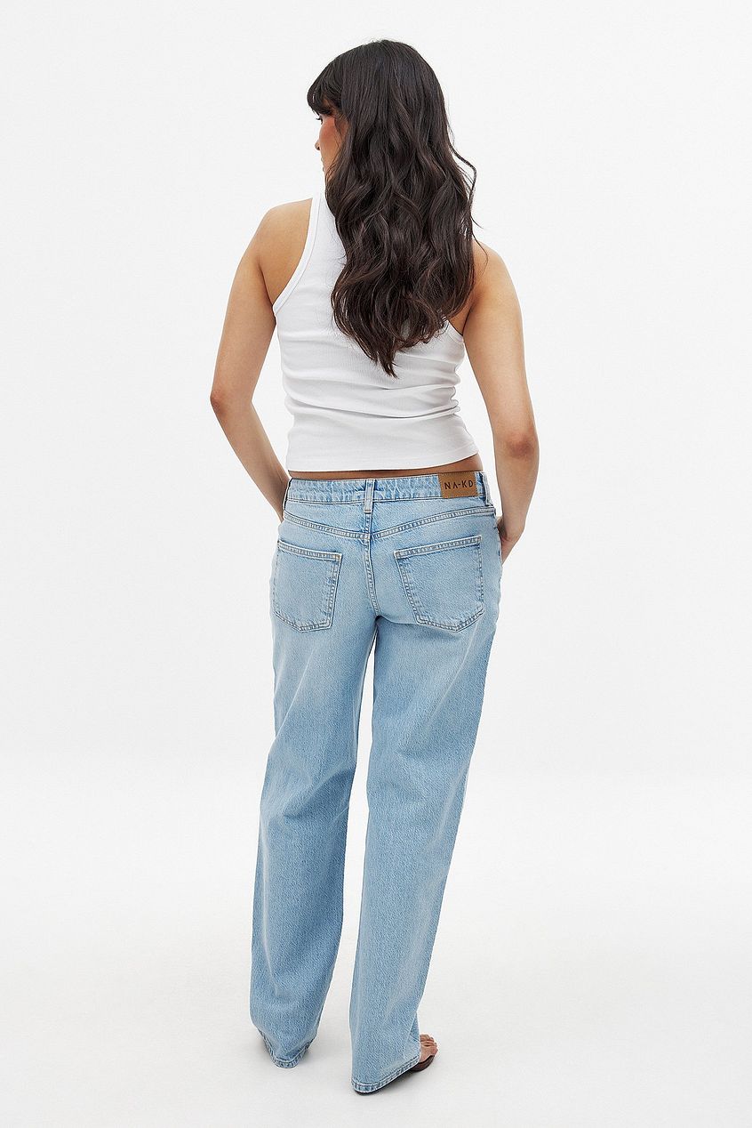 Women Straight Low Waist Jeans – Low-Rise Straight Leg Denim, Street-Ready Comfort | DOCACCA