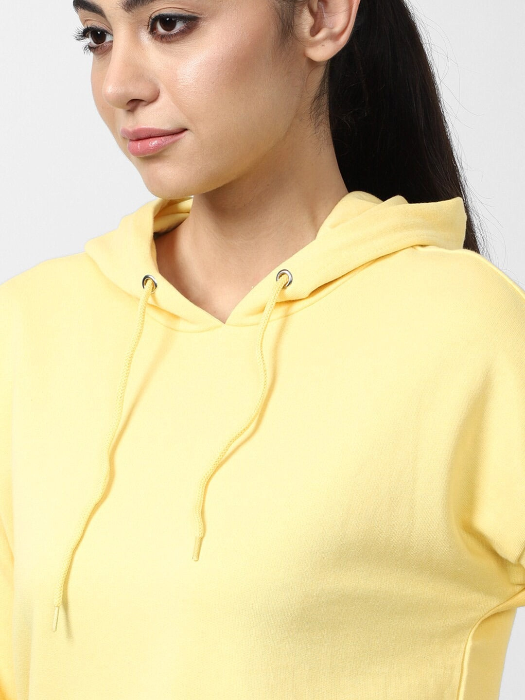Women Yellow Hooded Hoodie — Bright Cotton Pullover with Kangaroo Pocket | DOCACCA Pakistan