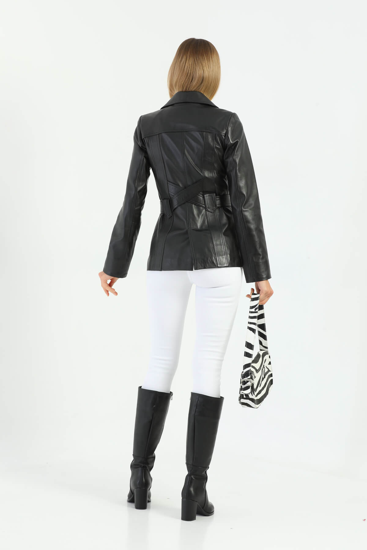 Esta Black Leather Jacket For Women