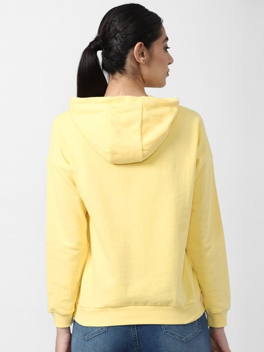 Women Yellow Hooded Hoodie — Bright Cotton Pullover with Kangaroo Pocket | DOCACCA Pakistan
