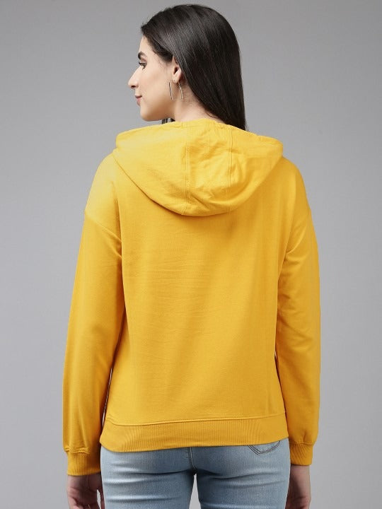Pure Cotton Hooded Yellow Hoodie for Women — Soft Breathable Pullover with Kangaroo Pocket | DOCACCA Pakistan