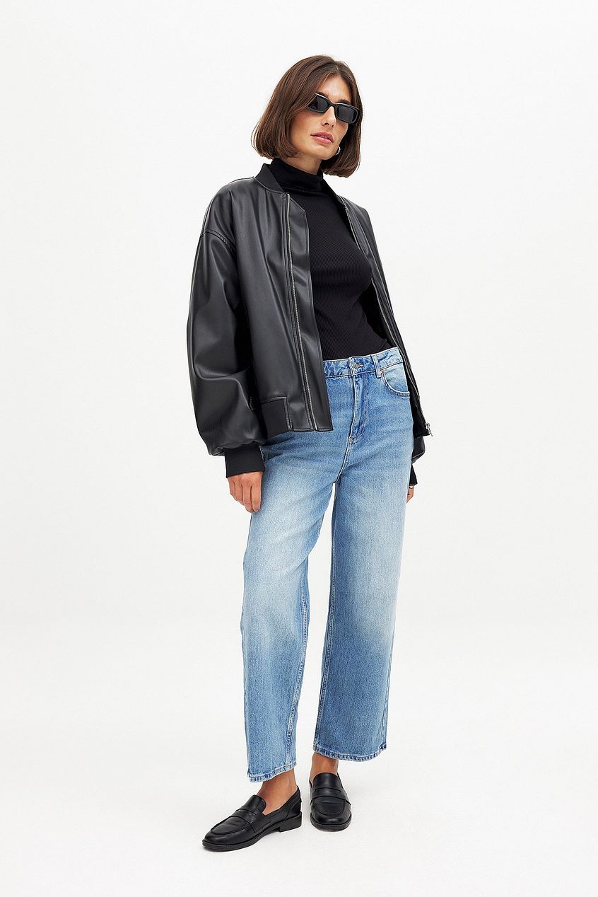 Women Straight High Waist Cropped Jeans – High-Rise Ankle Crop, Clean Straight Leg | DOCACCA
