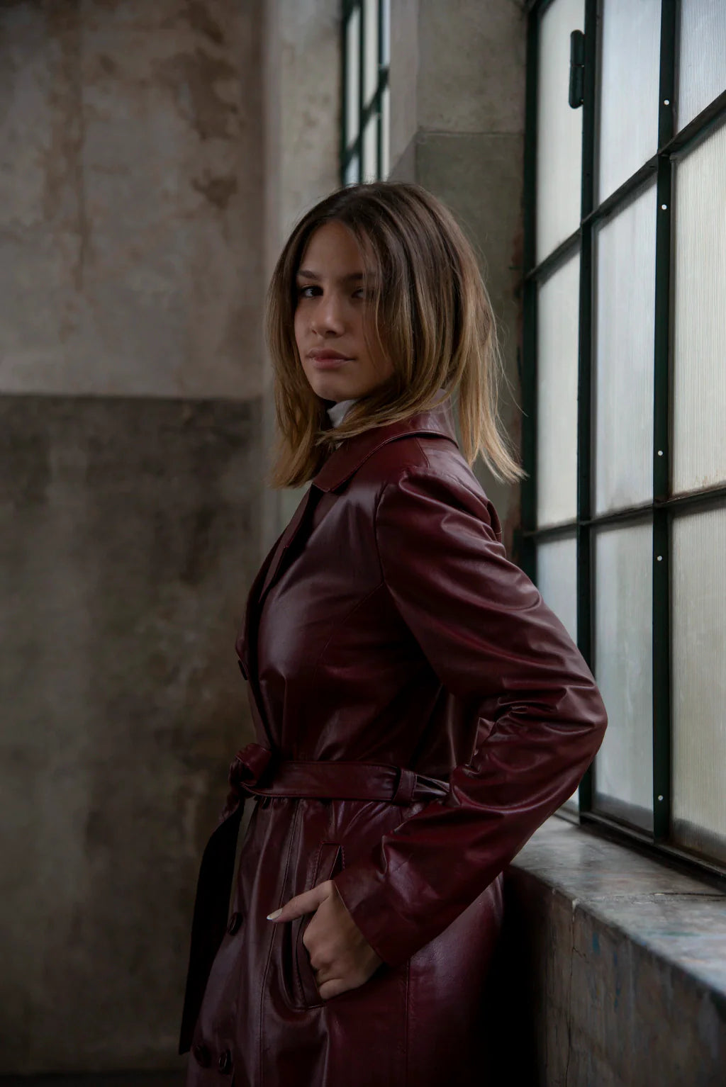 Ace Brown Leather Coat For Women's