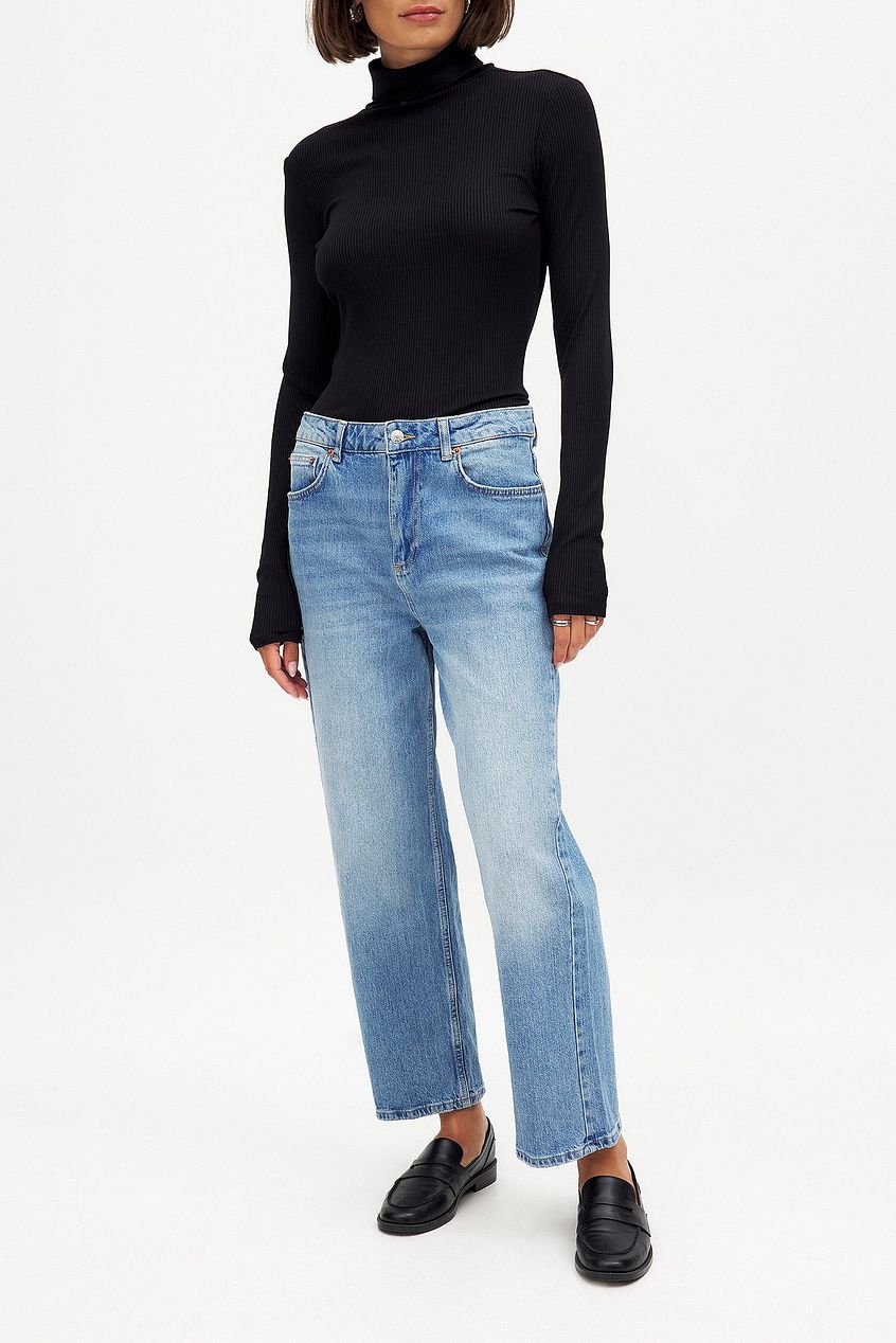 Women Straight High Waist Cropped Jeans – High-Rise Ankle Crop, Clean Straight Leg | DOCACCA