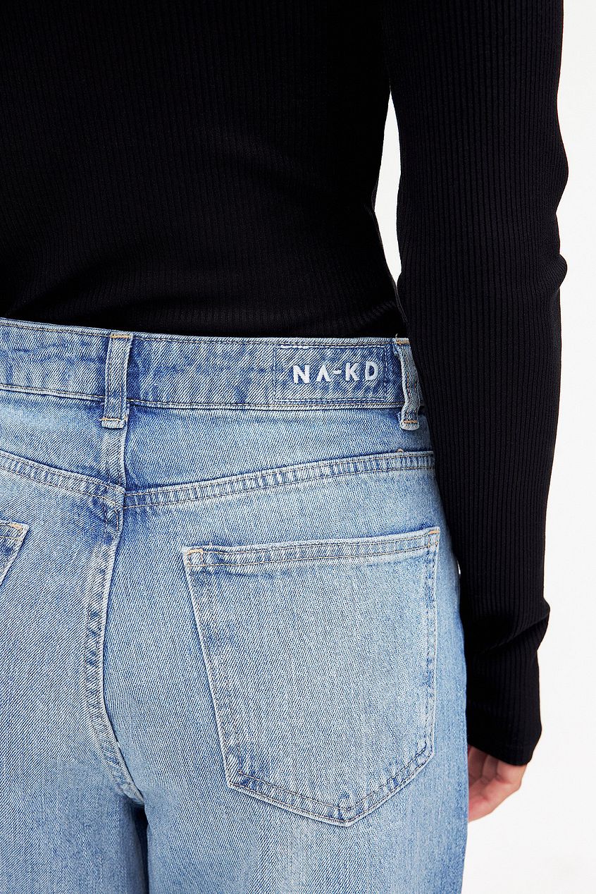 Women Straight High Waist Cropped Jeans – High-Rise Ankle Crop, Clean Straight Leg | DOCACCA