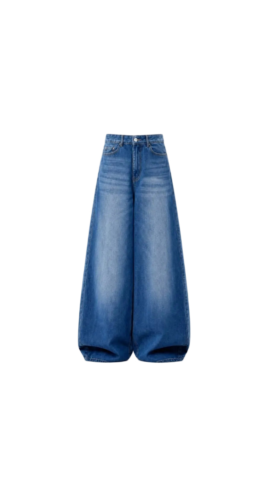 -Unisex Light Blue Vintage Wash  Wide Leg Jeans