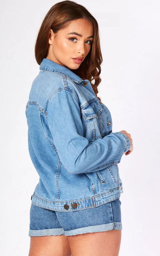 Women Light Blue Solid Jacket