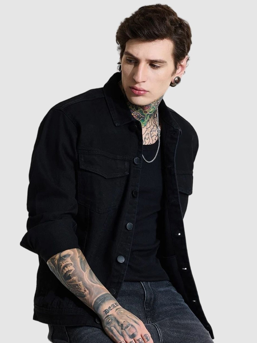 Men’s Solid Cotton Denim Jacket – Relaxed Fit Casual Outerwear for All Seasons in Pakistan