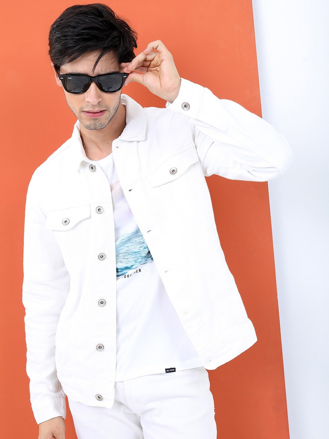 Men White Solid Denim Jacket by DOCACCA – Timeless Urban Style for Pakistani Weather
