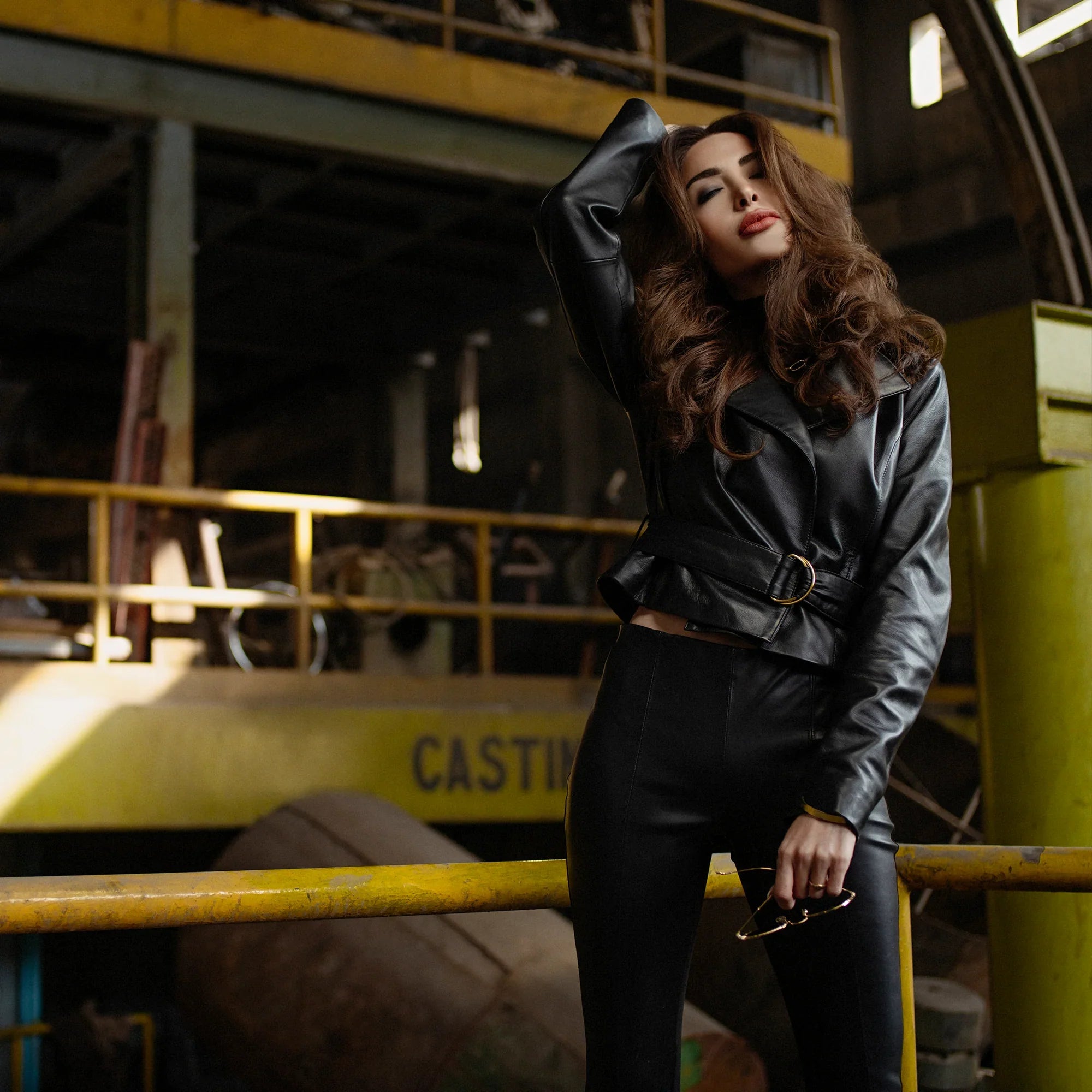 Crop Leather Biker Jacket For Womens