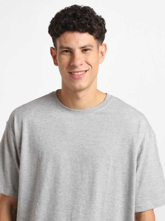 Round Neck Short Sleeves Oversized Cotton T-Shirt for Men – Soft & Breathable Streetwear | DOCACCA