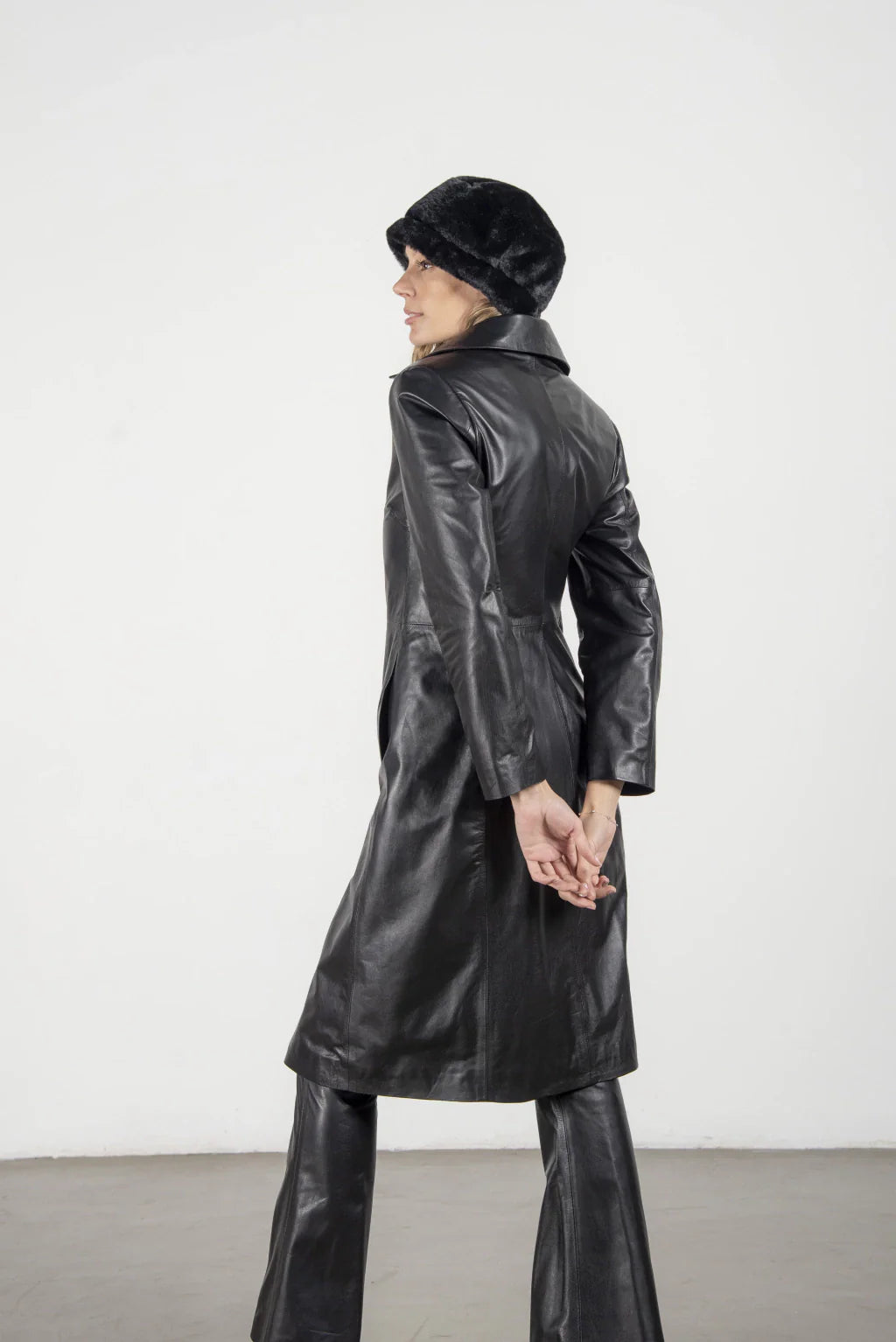 Ace Black Leather Coat For Women