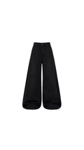 -Unisex Solid Black Wide Leg Jeans