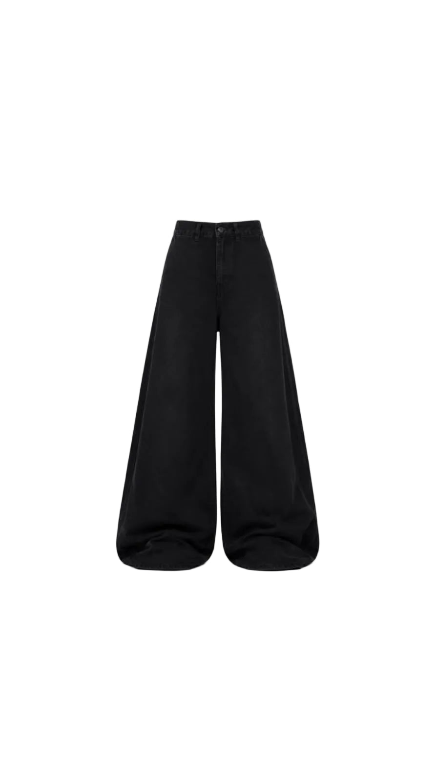 -Unisex Solid Black Wide Leg Jeans