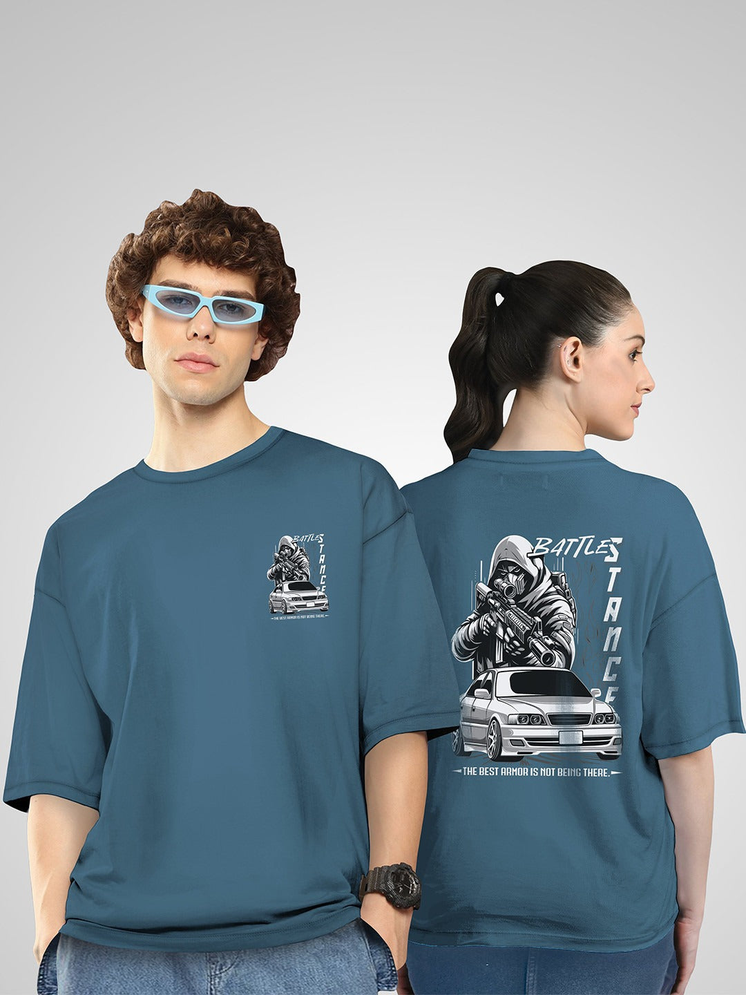 Unisex Pack of 2 HustleH Printed Cotton Oversized T-Shirts – Twinny Zone Graphic Tees for Men & Women in Pakistan | DOCACCA