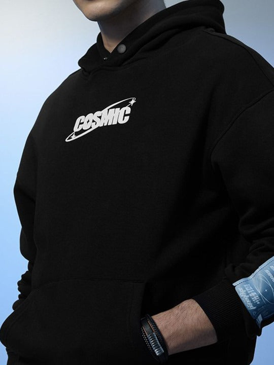 Stars Within Cosmic Black Oversized Hoodie – Trendy Streetwear Hoodie for Men & Women in Pakistan | DOCACCA
