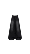 -Unisex Faded Black Wide Leg Jeans