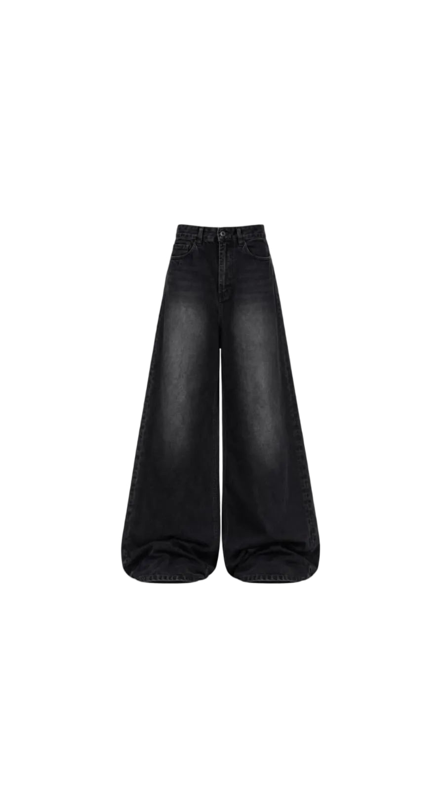 -Unisex Faded Black Wide Leg Jeans