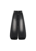DOCACCA Unisex Black Washed Balloon Baggy Jeans –