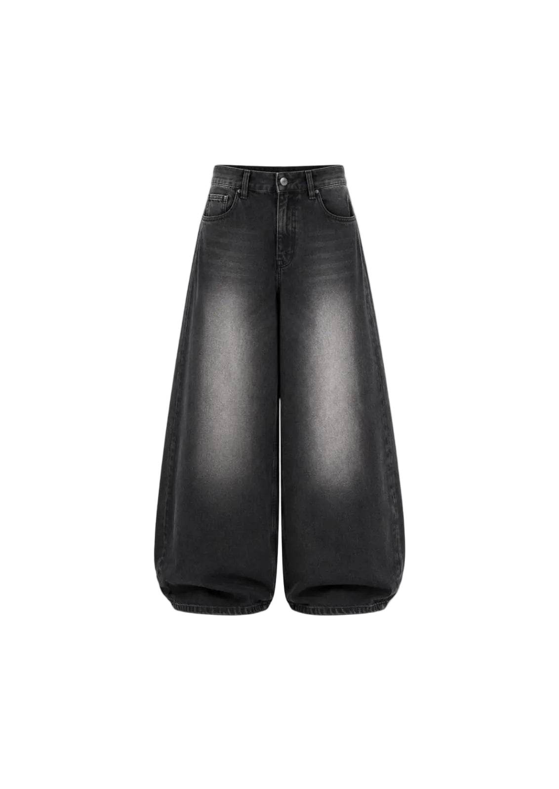 DOCACCA Unisex Black Washed Balloon Baggy Jeans –