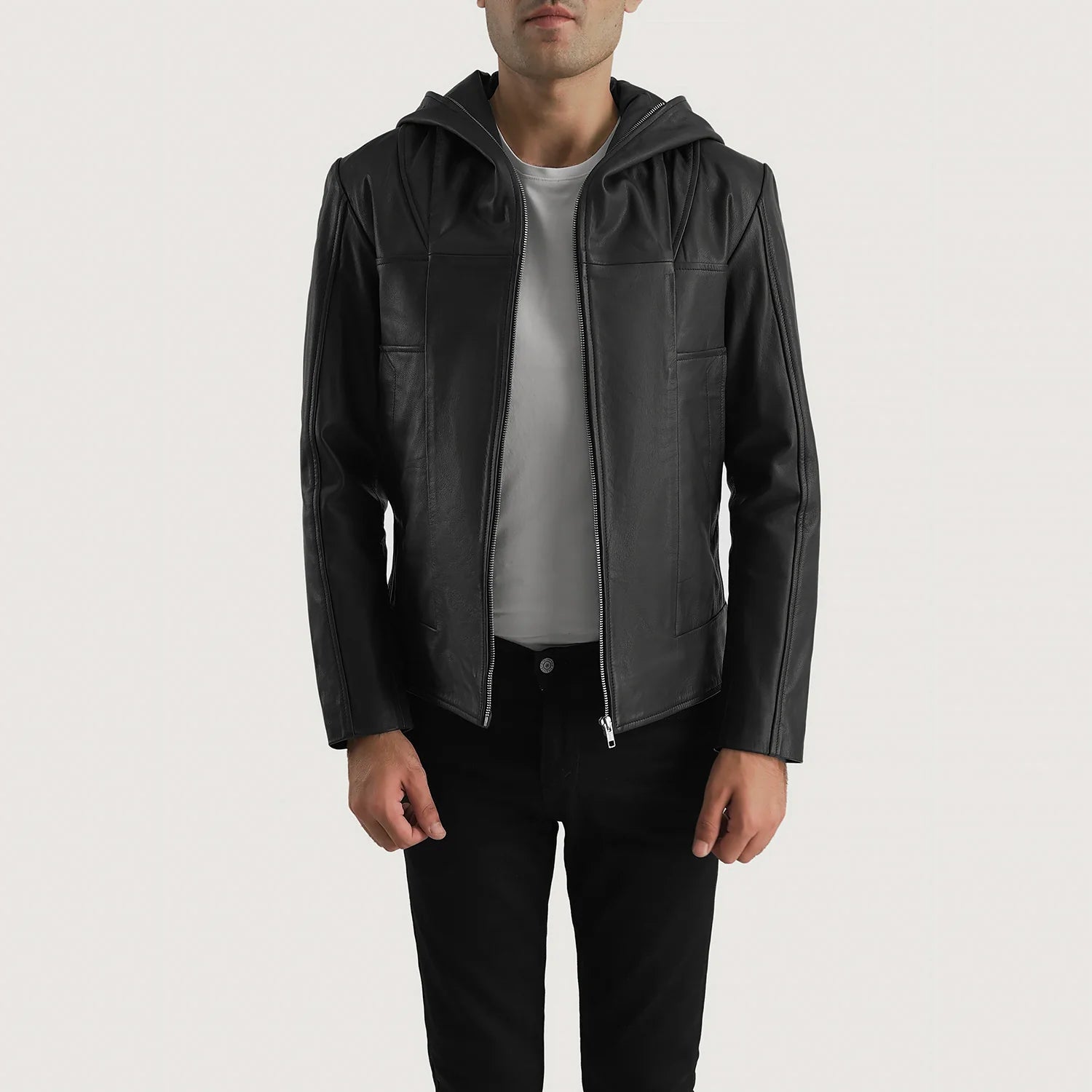 Black Hooded Premium Leather Jacket
