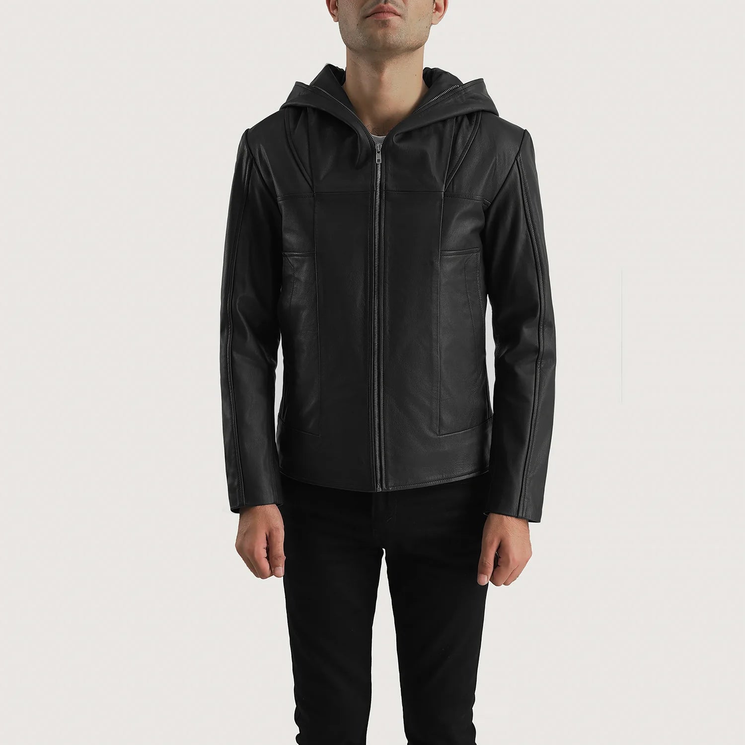 Black Hooded Premium Leather Jacket