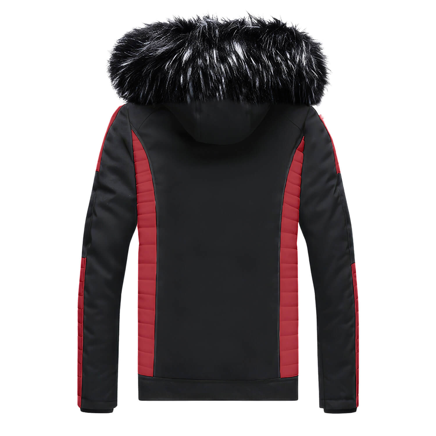 Black Sheepskin Biker Parka with Detachable Faux Fur Hood