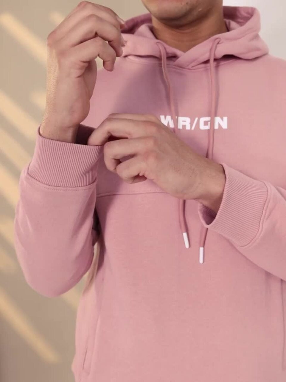 Men Pink Printed Hooded Pullover Sweatshirt – Trendy & Comfortable Hoodie in Pakistan