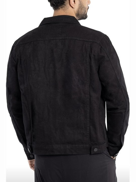 Men’s Spread Collar Solid Casual Denim Jacket – Classic Pakistani Streetwear by DOCACCA