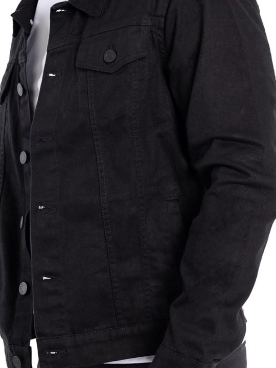 Men’s Spread Collar Solid Casual Denim Jacket – Classic Pakistani Streetwear by DOCACCA