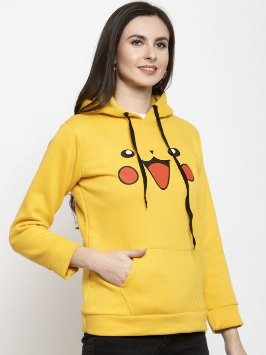 Women Printed Hooded Fleece Yellow Hoodie – Stylish Winter Wear in Pakistan | DOCACCA